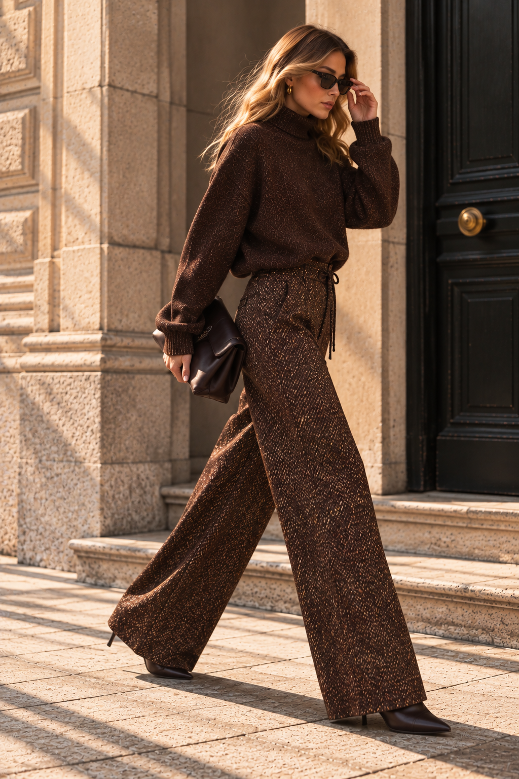 Ottod'Ame brown printed wide leg trousers with pockets