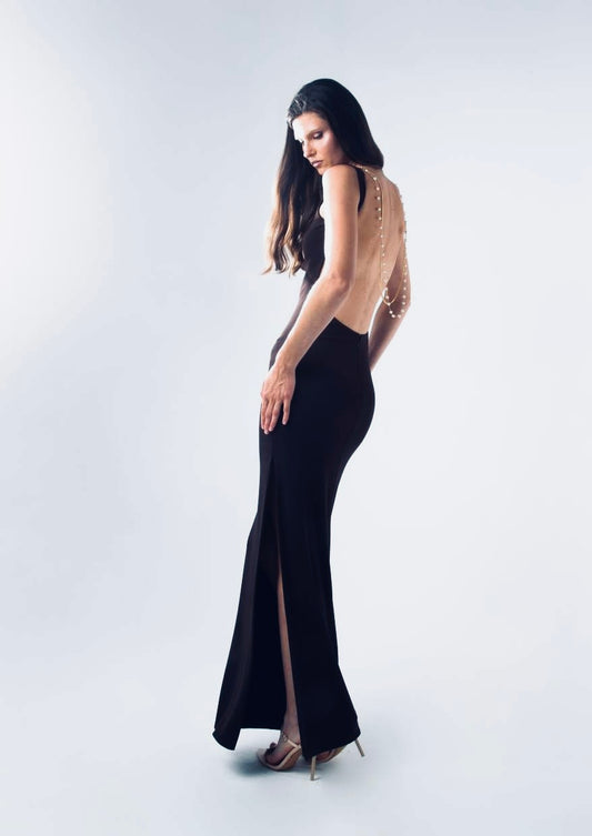 Black low back evening maxi dress by SOPHiEL