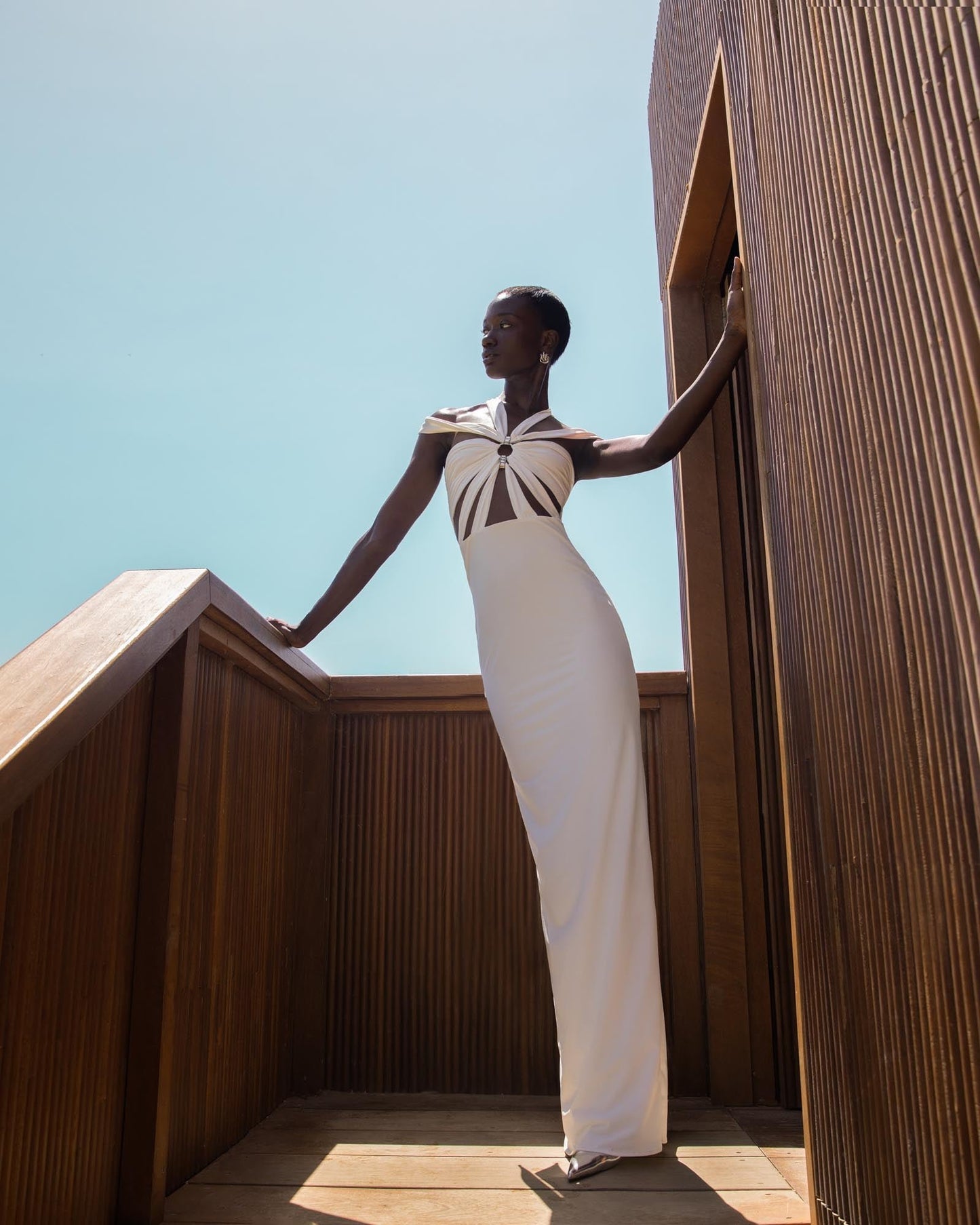 White Cutout Mermaid Maxi Dress