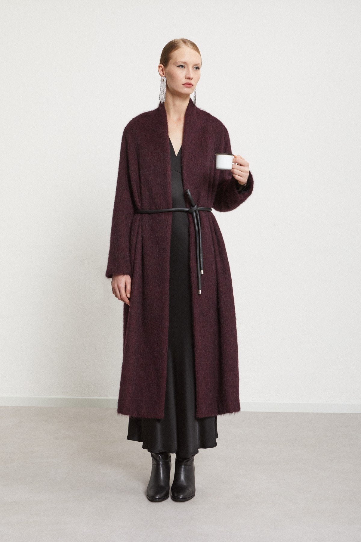 Wool-blend Coat with Belt