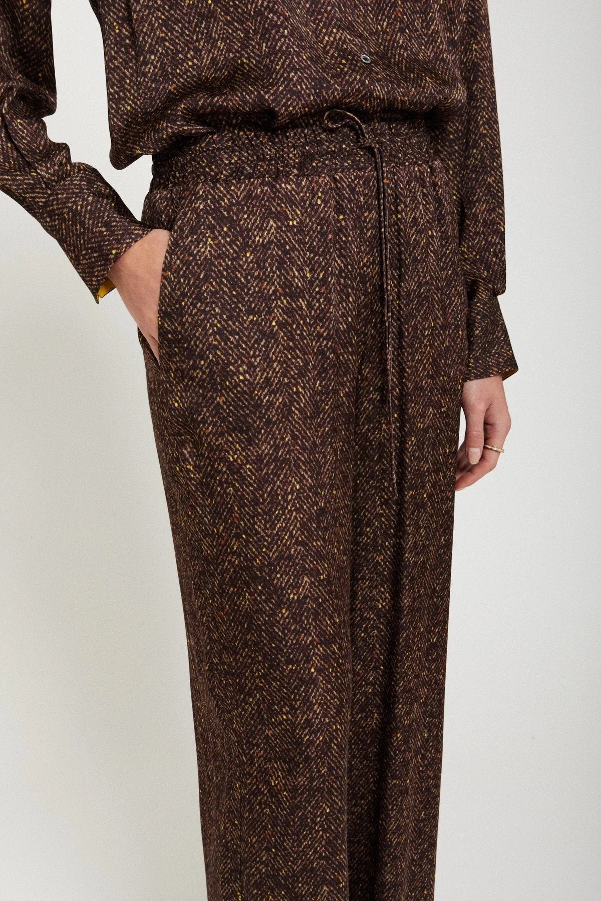 Ottod'Ame brown printed wide leg trousers with pockets