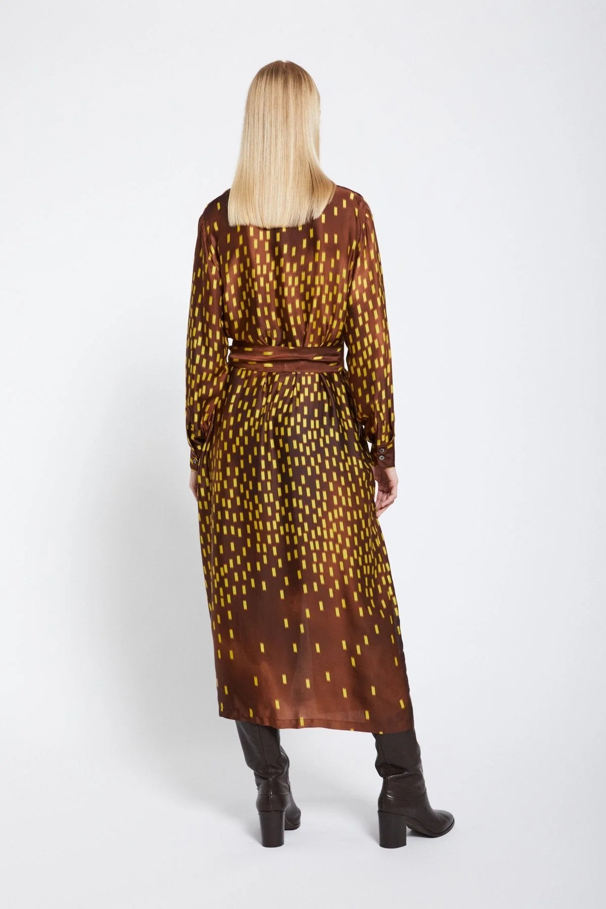 Pure Viscose Long Chemisier with Sash