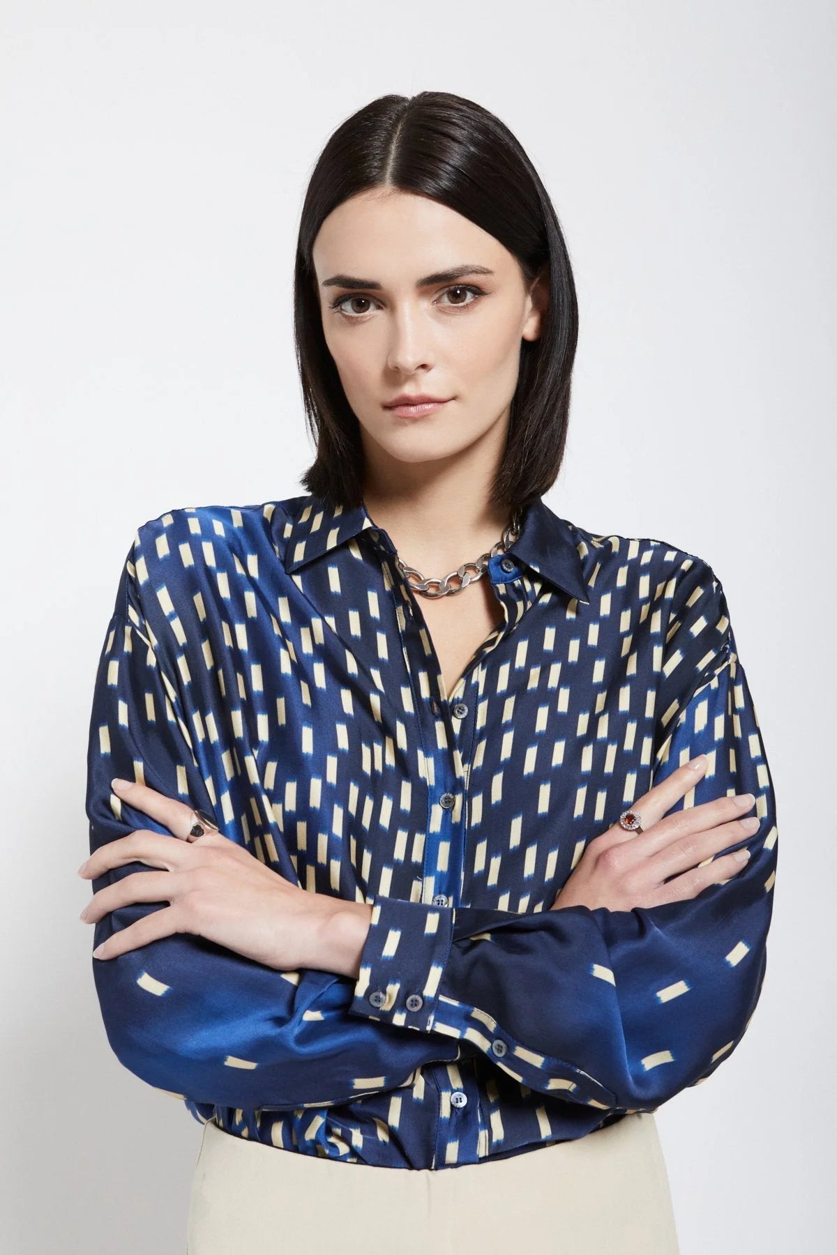Ottod'Ame blue printed viscose shirt