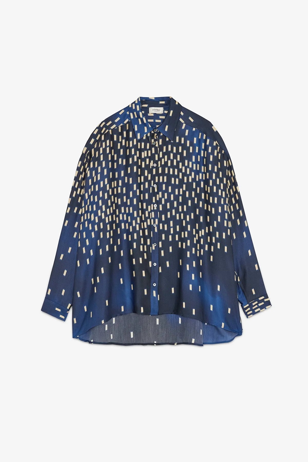 Ottod'Ame blue geometric printed viscose shirt. SOPHiEL