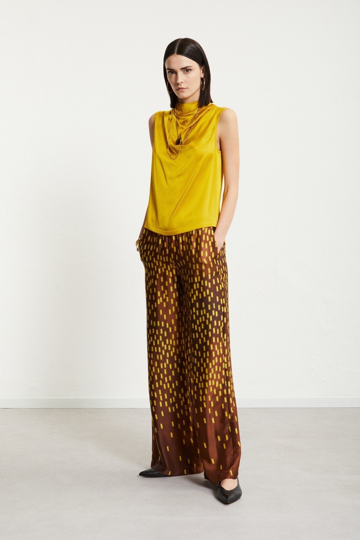 Ottod'Ame brown printed viscose palazzo trousers