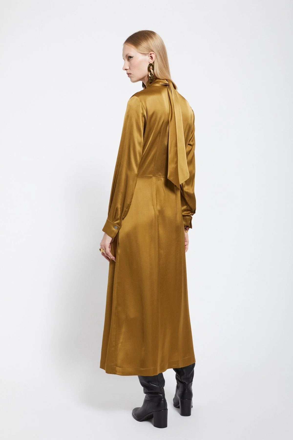 Pure Viscose long dress with V neck