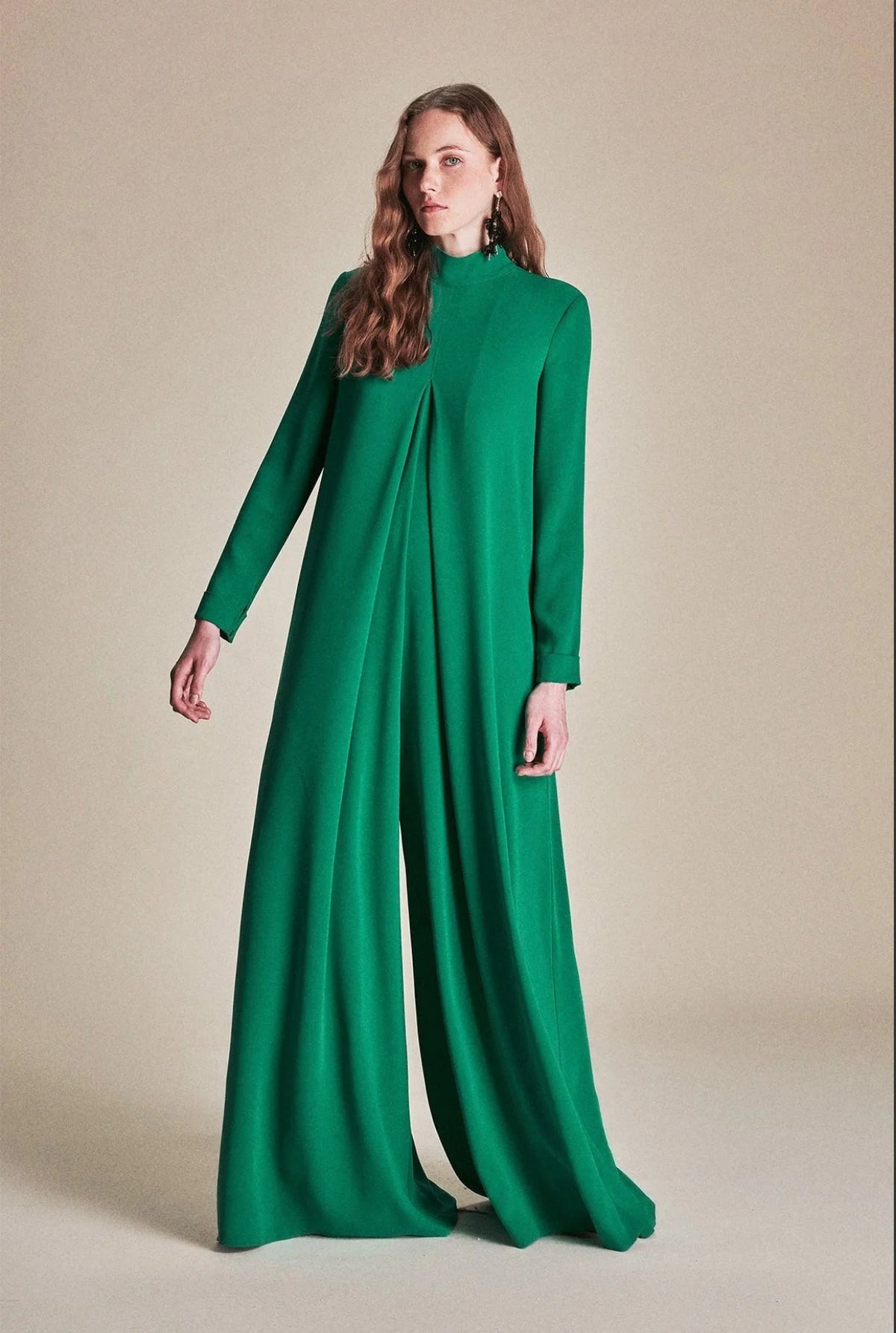 Emerald Draped Wide-Leg Jumpsuit