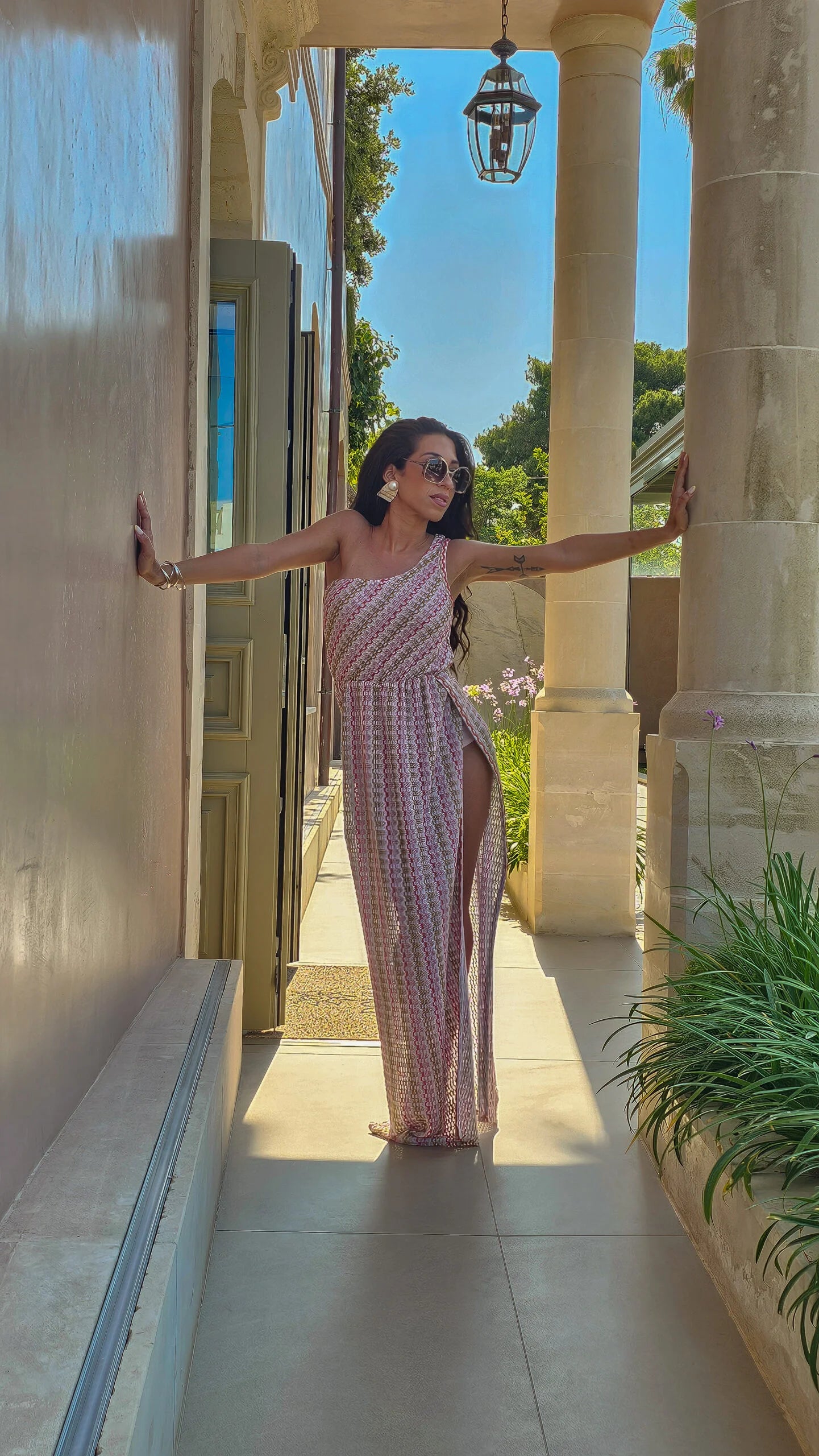 One-Shoulder Knit Maxi Dress