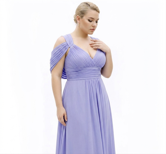 maxi dress featuring a removable cape scarf and elegant floor-length silhouette. SOPHiEL