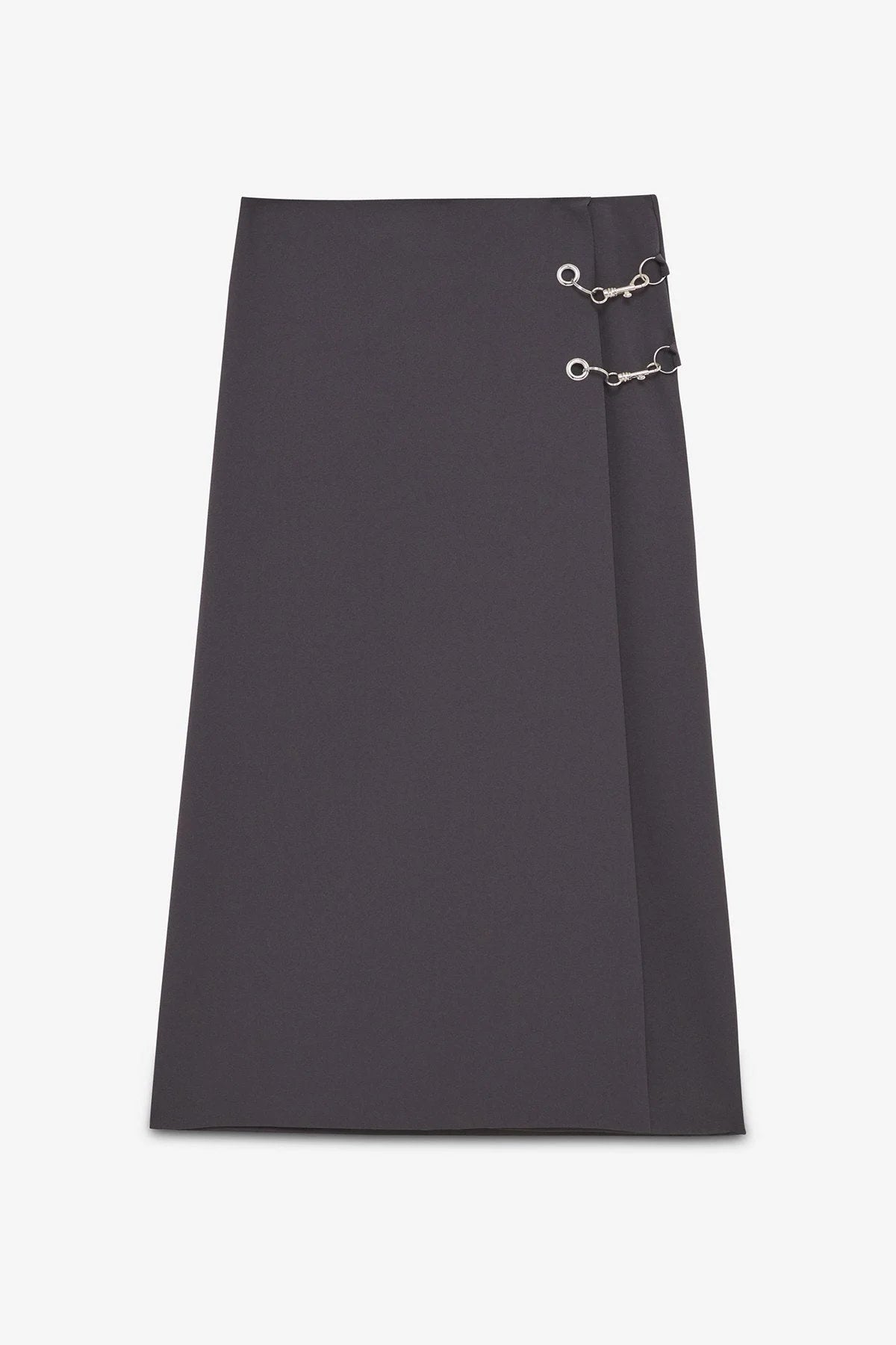 Ottod'Ame black maxi skirt with grommet and chain detail
