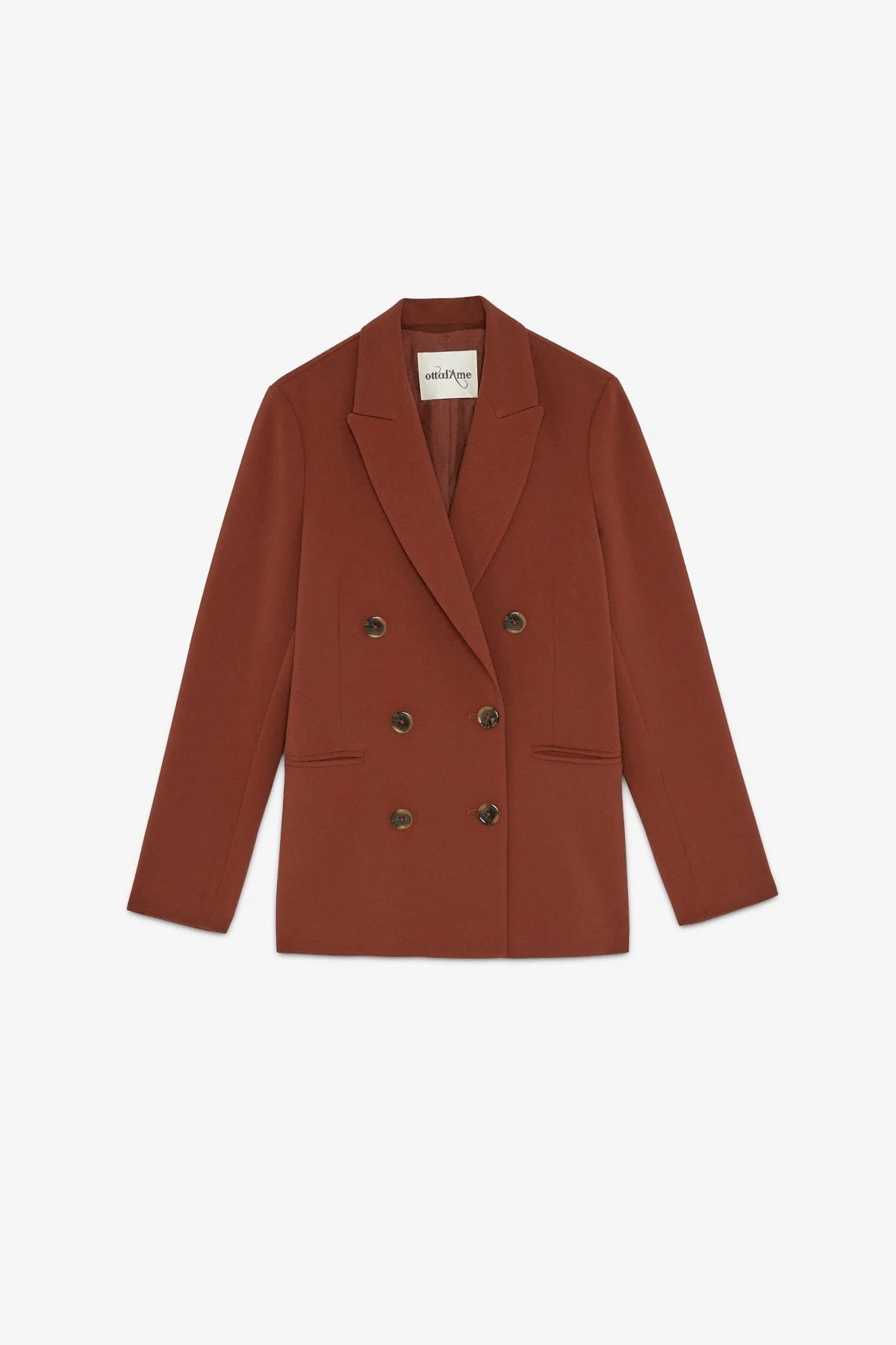 Brown Double-Breasted Tailored Blazer