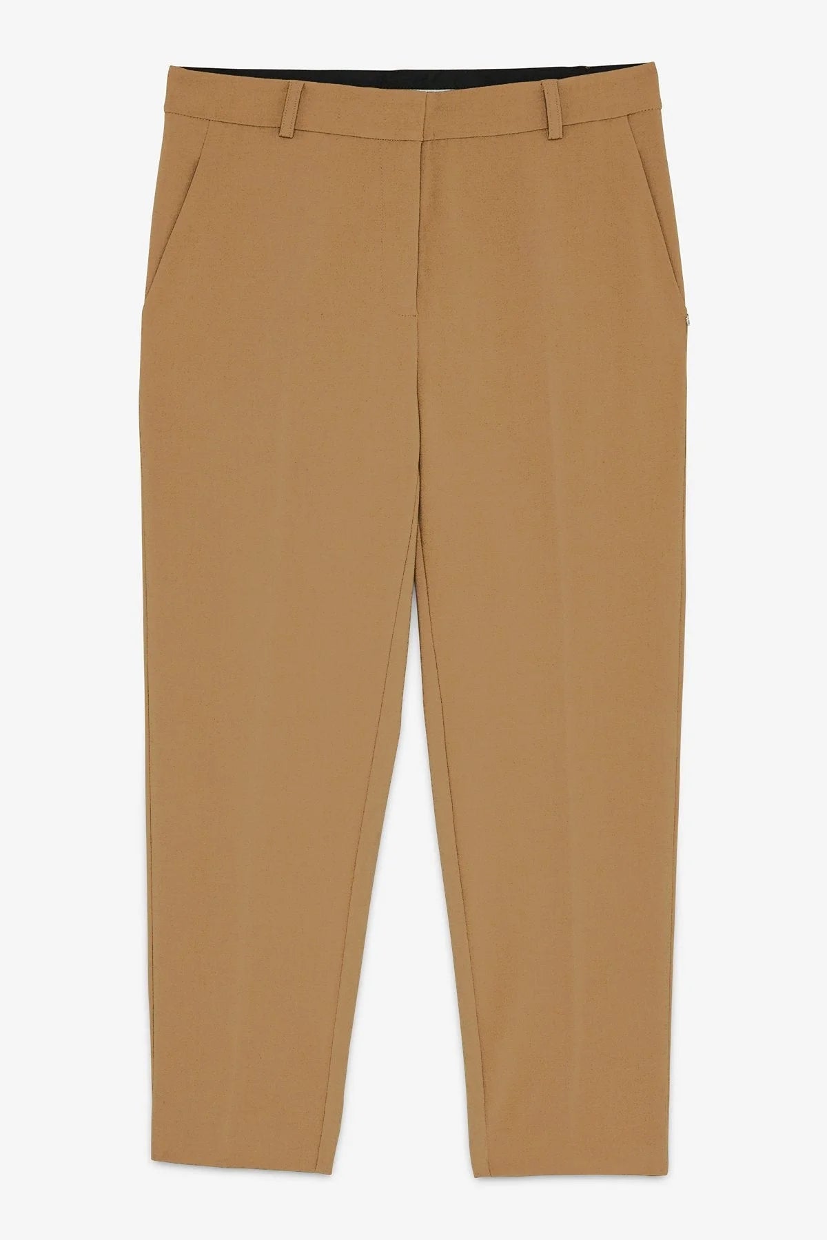 Ottod’Ame camel brown ankle-length tailored trousers with a straight-leg fit.