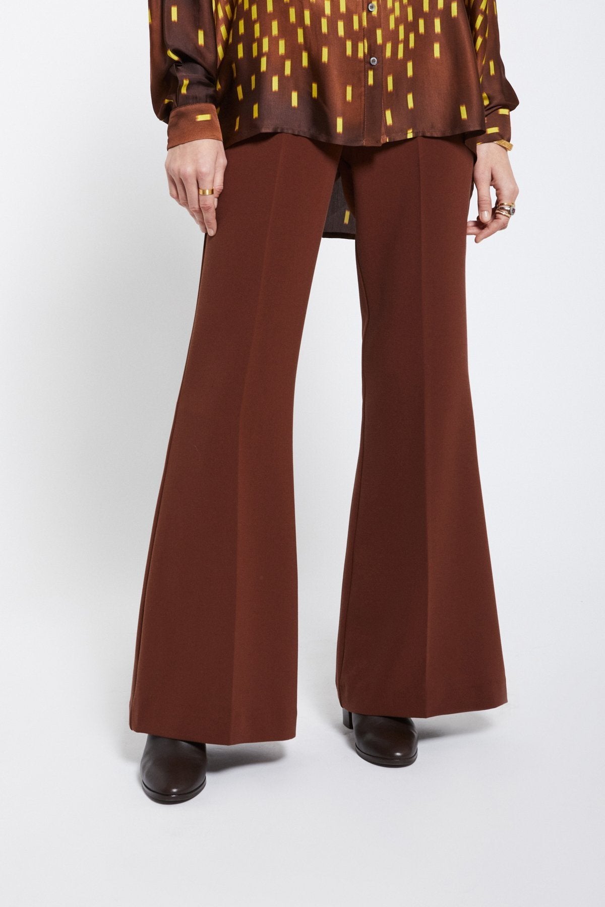 Brown Flared Tailored Trousers