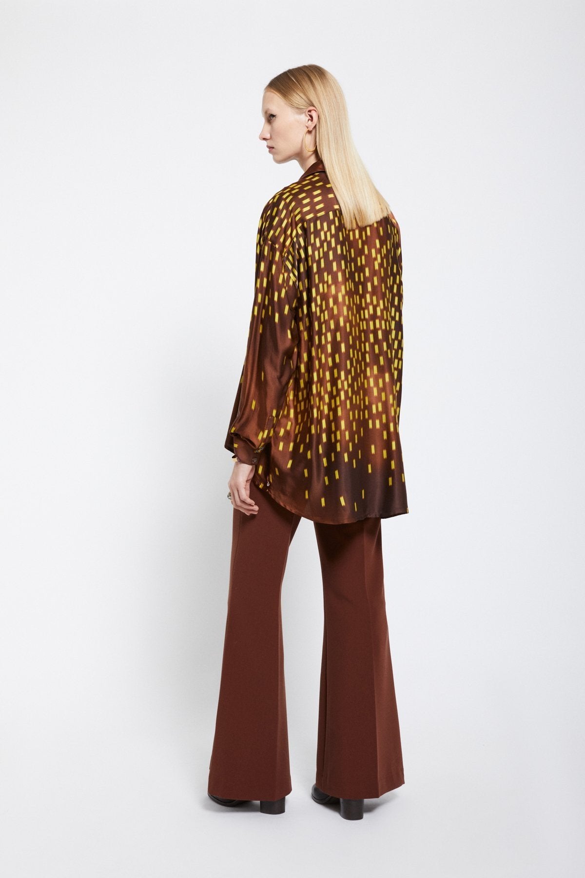 Brown Flared Tailored Trousers