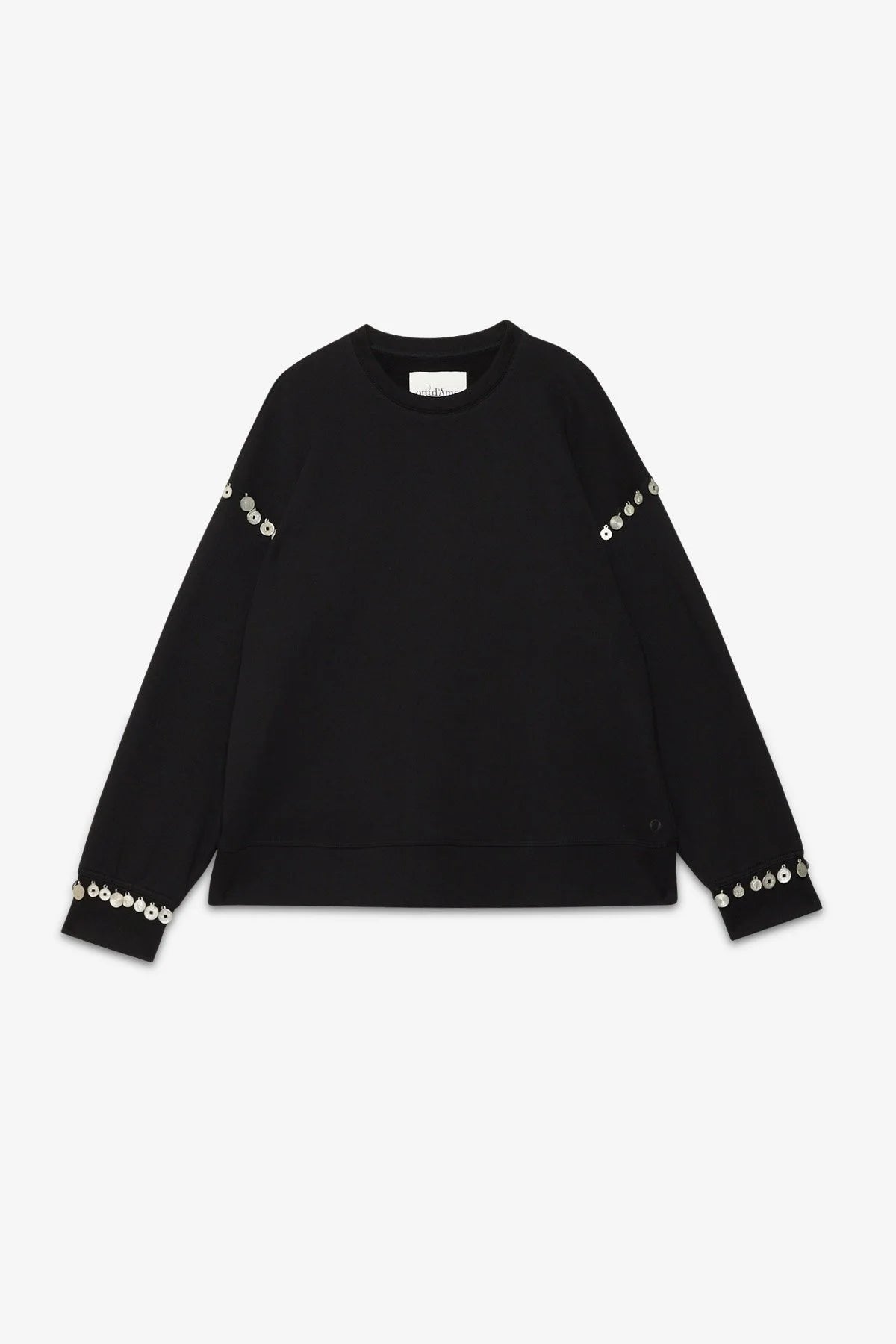 Ottod’Ame black cotton-blend sweatshirt with embellished sleeves