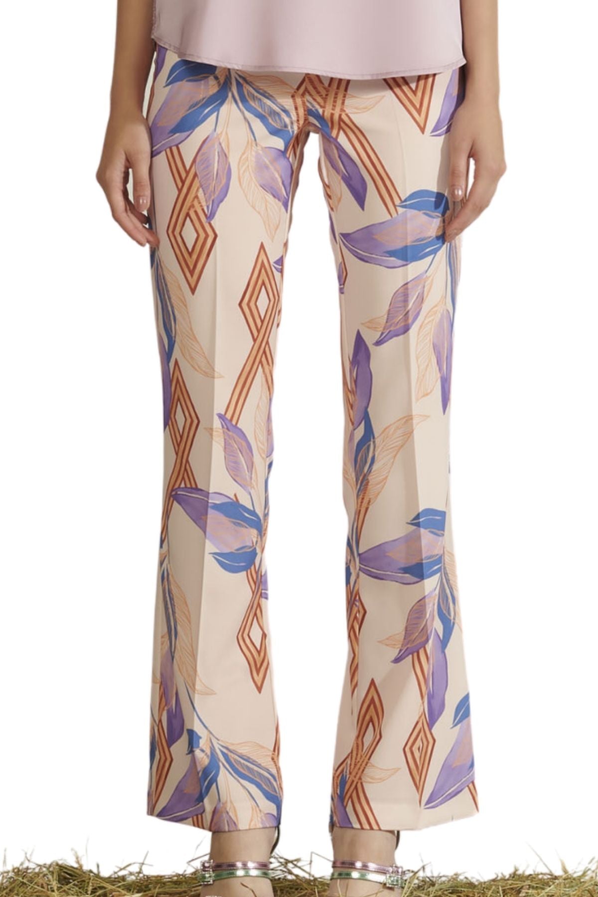 Printed Wrap Suit with Flared Pants