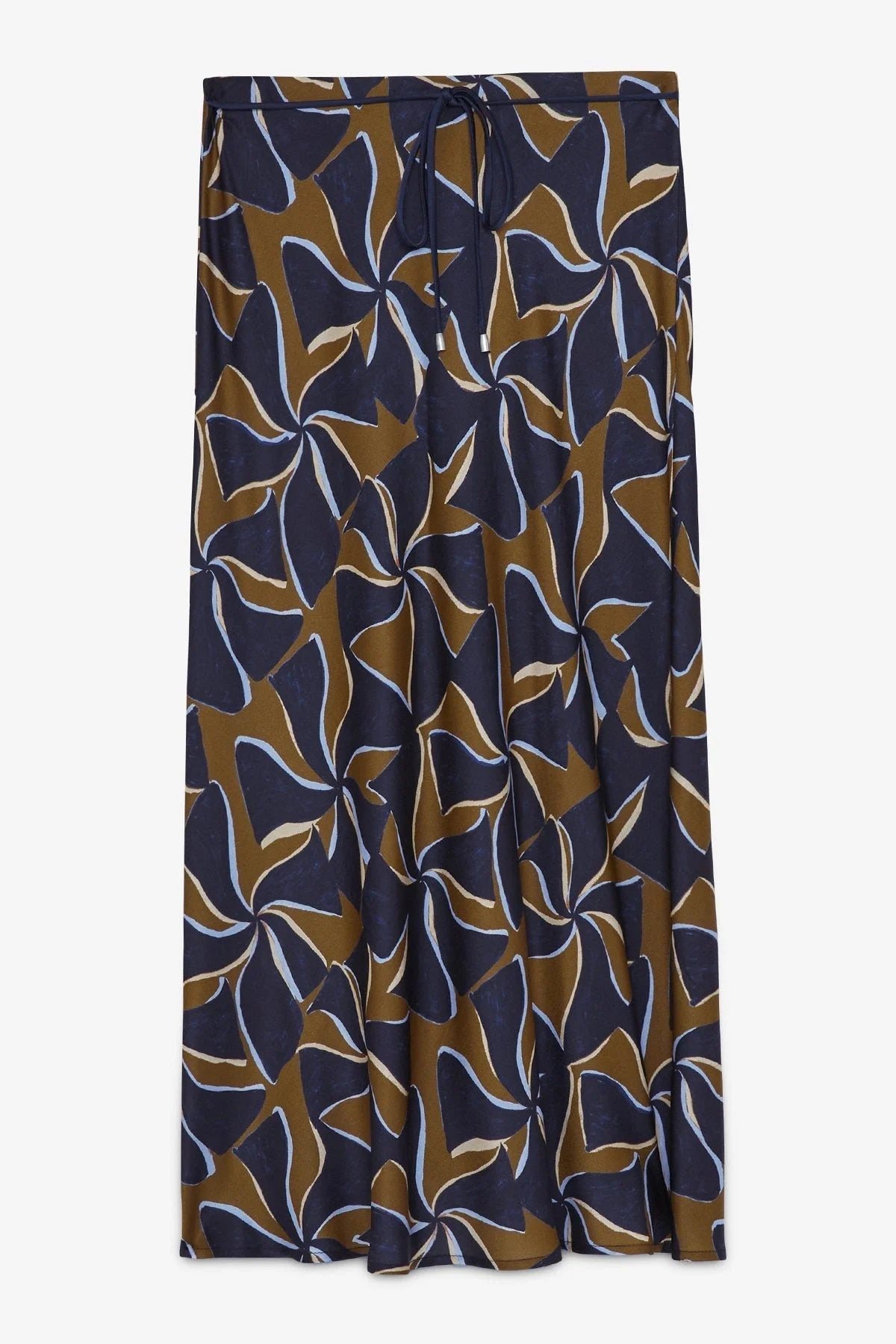 Ottod'Ame navy printed viscose A-line midi skirt