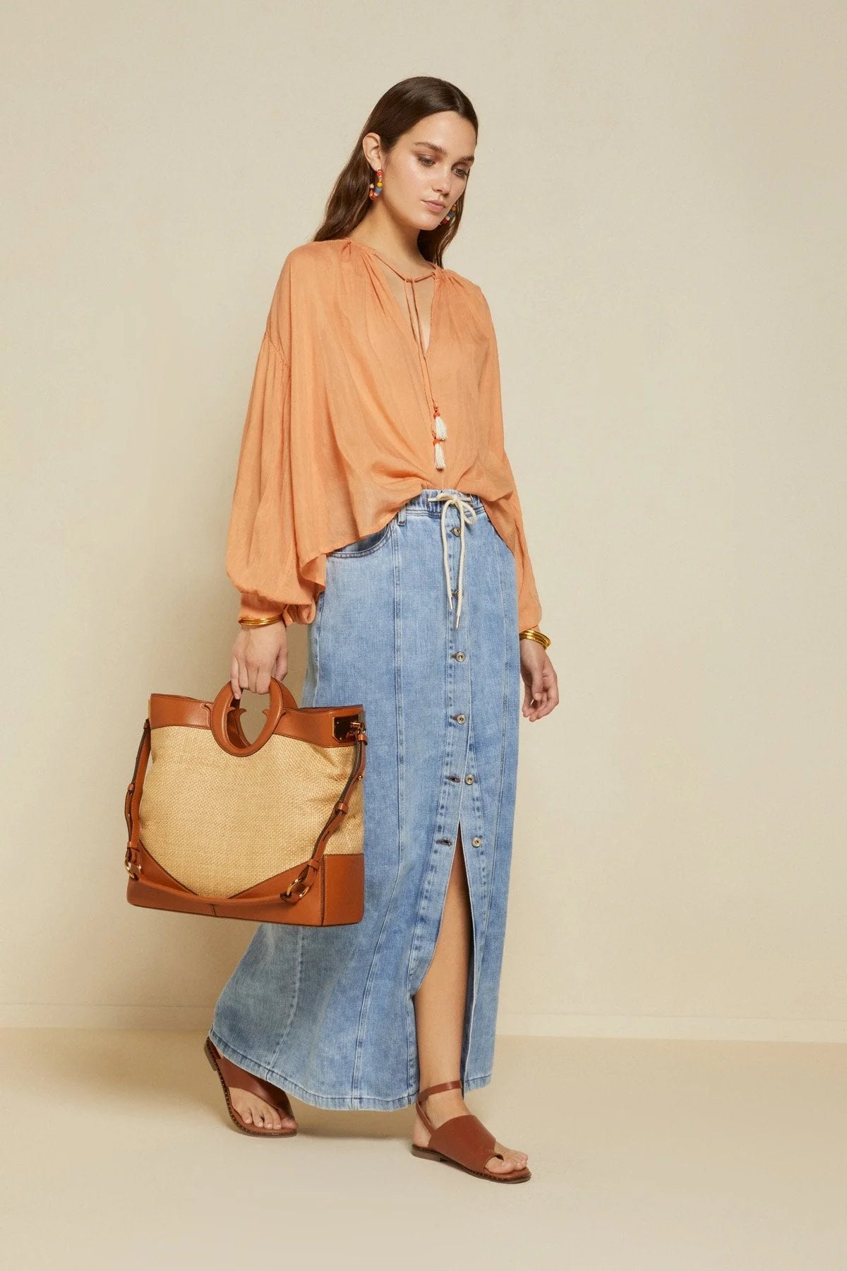 Sunwashed Silk-Blend Blouse