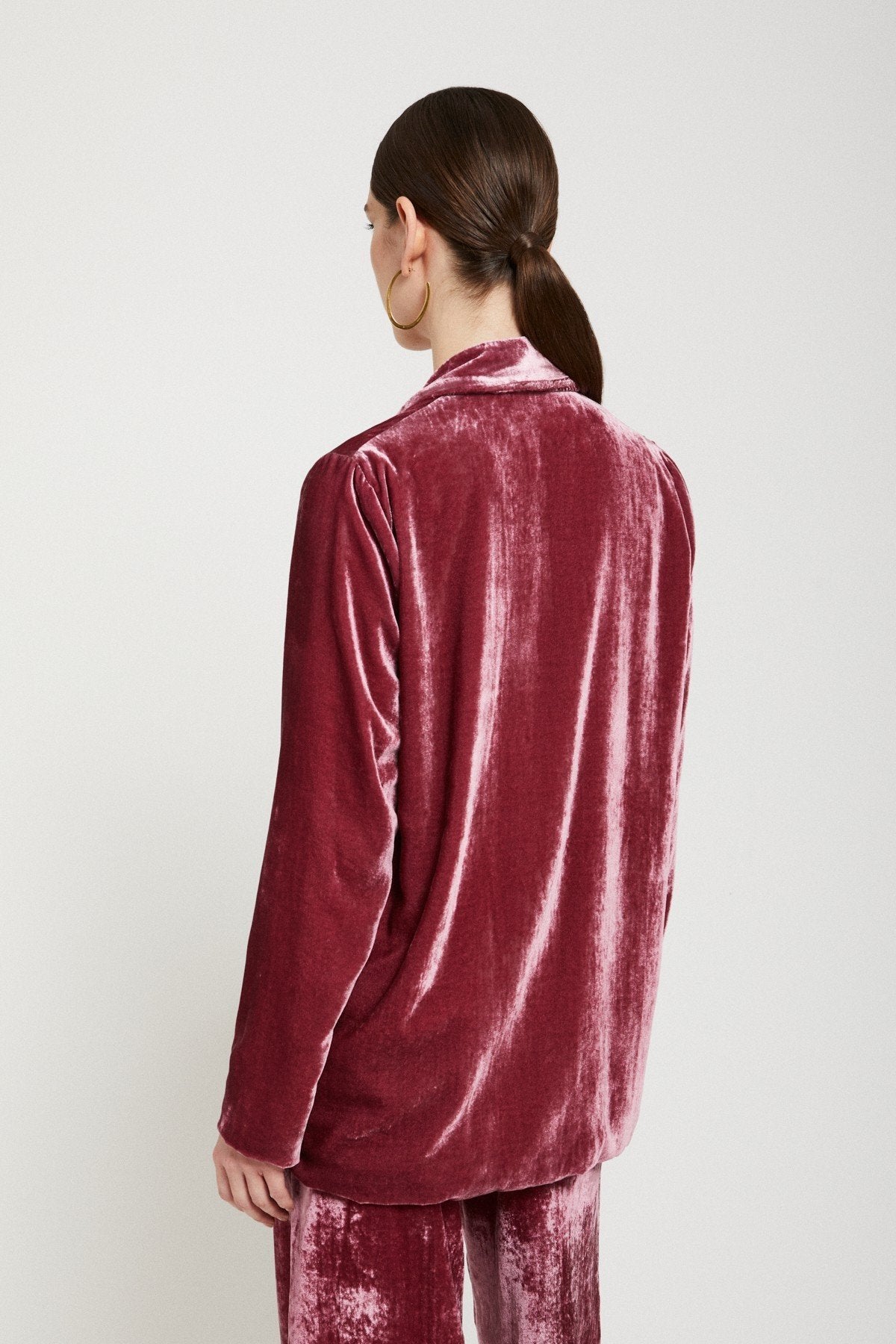 Red Velvet Blazer with Sleek Matching Lapels