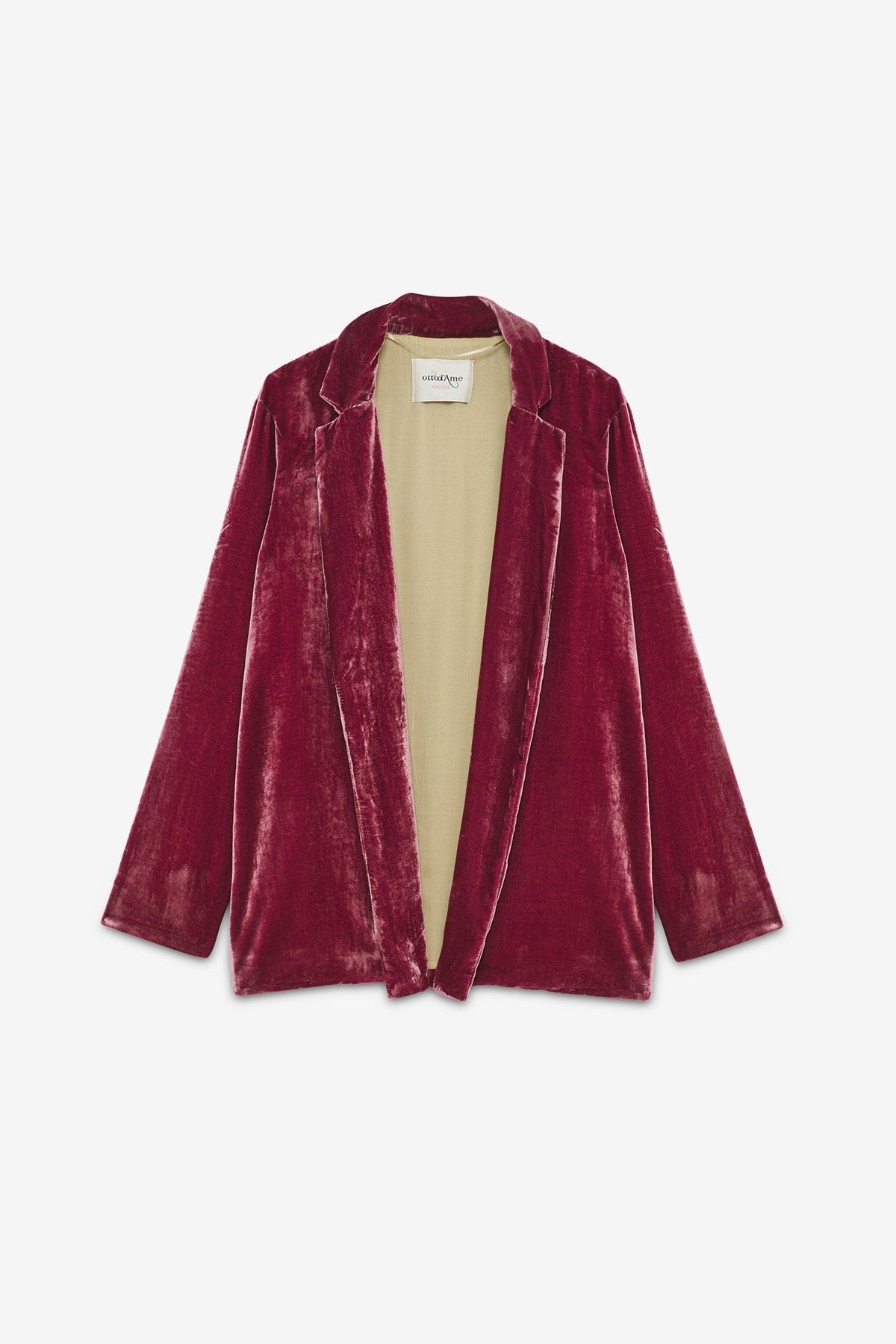 Red Velvet Blazer with Sleek Matching Lapels