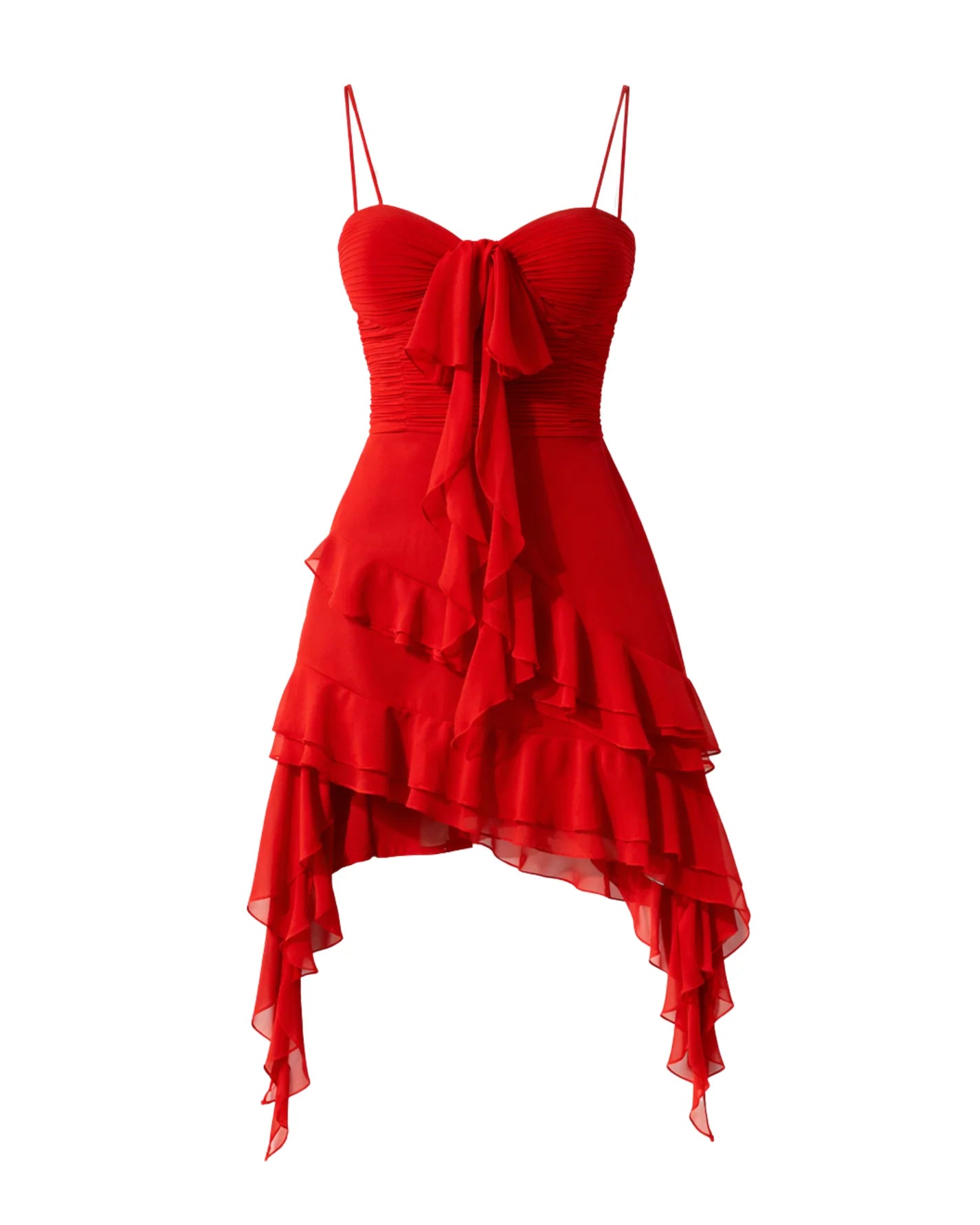 red dress asymmetrical hem NARA | Mini Evening Dress bodysuits Color:AS PHOTO(Yellow) Featuring a crew neck Fall 2023 Bliss Lookbook