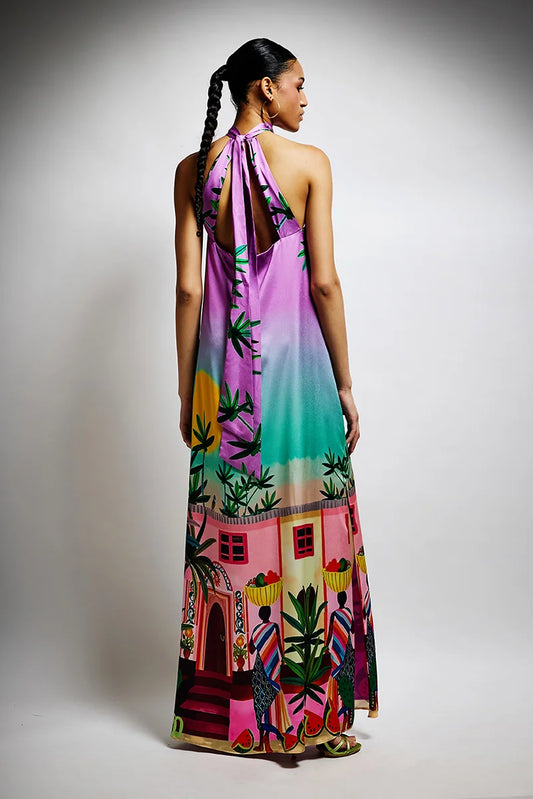 open back halter dress