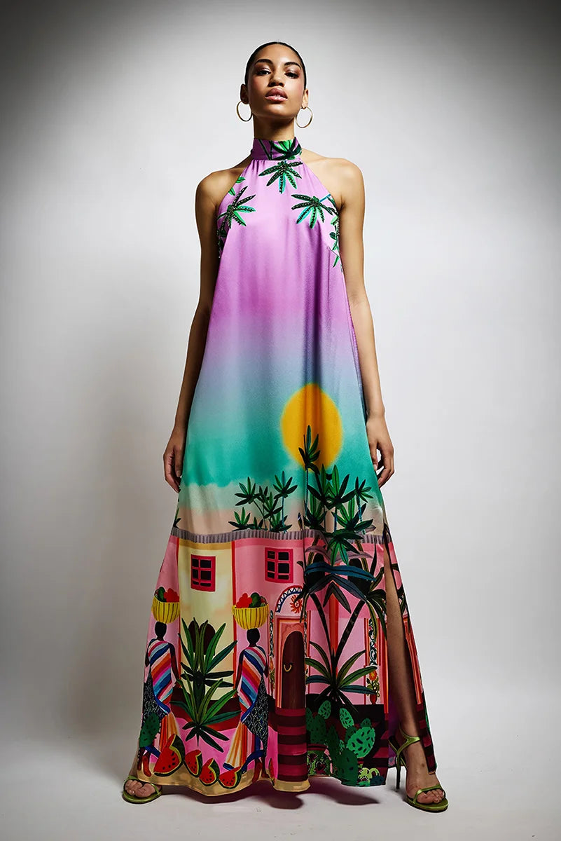 Halter Neck Open Back Dress