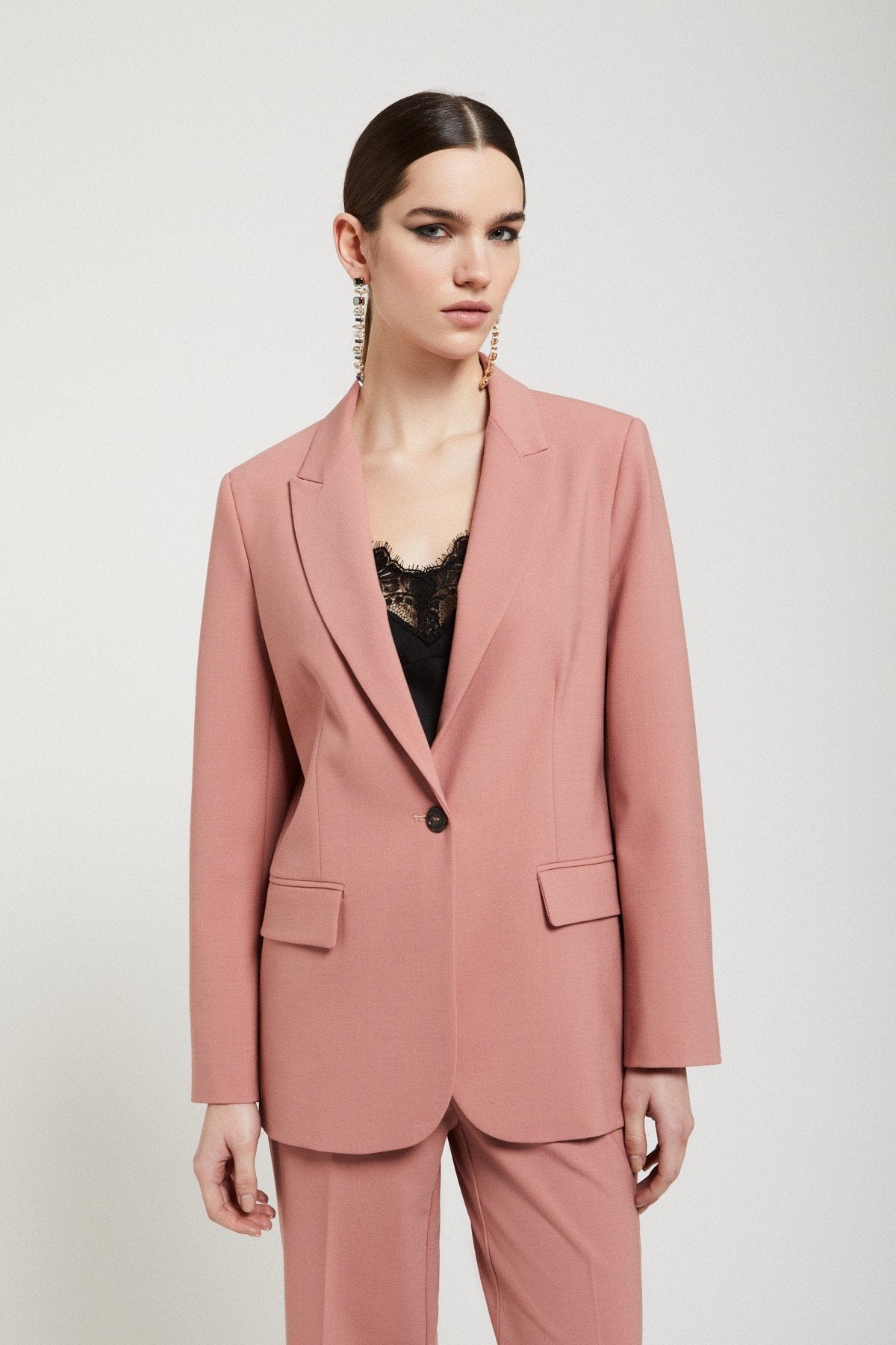 Dusty Pink Wool Blend Blazer