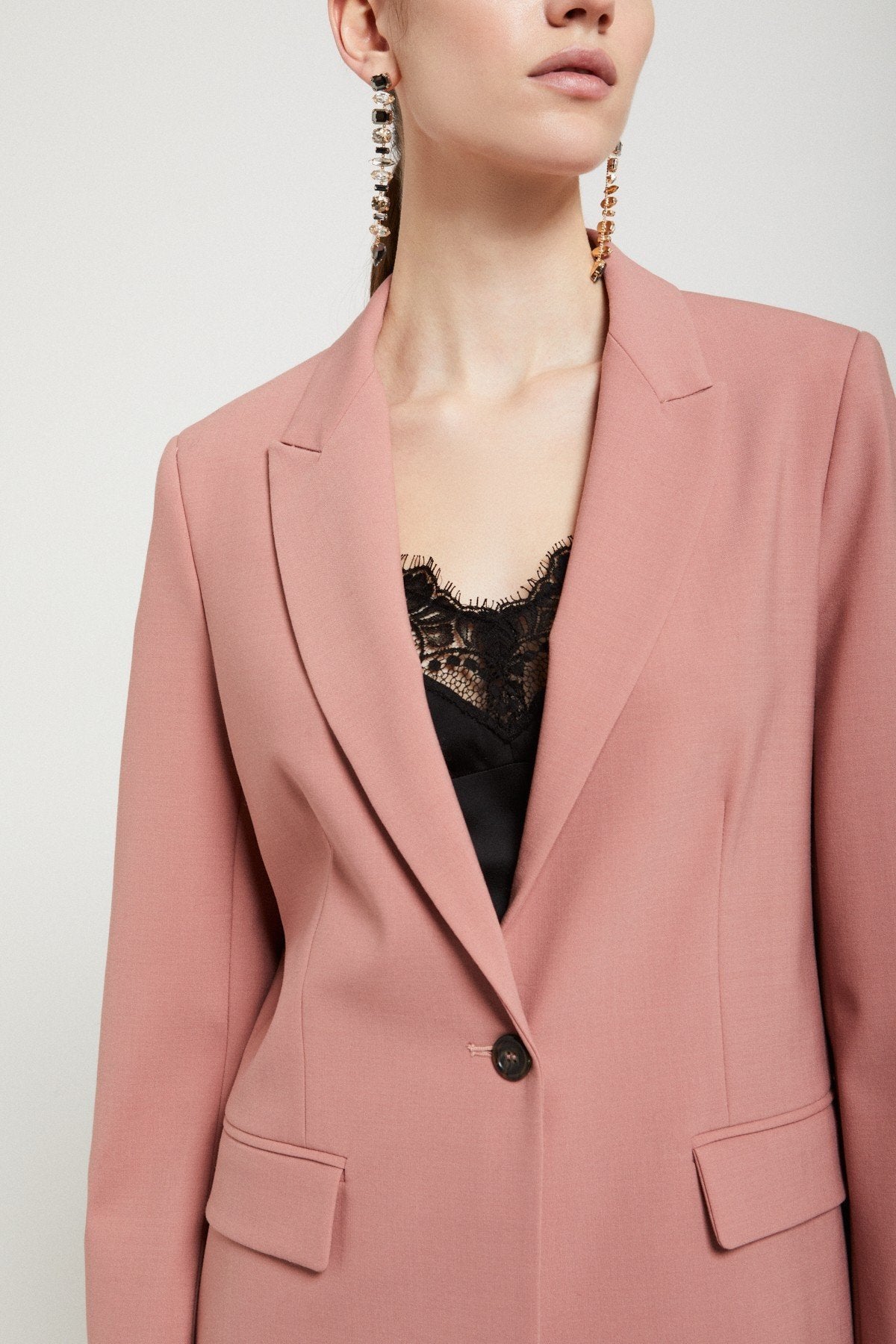 Dusty Pink Wool Blend Blazer