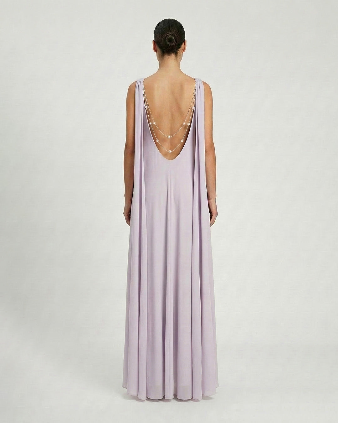 backless lavender maxi dress Open-Back Cape Back Necklace Length:16 1/2