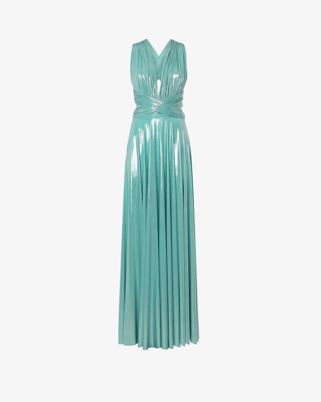 Long Infinity Dress in Metallic Aqua