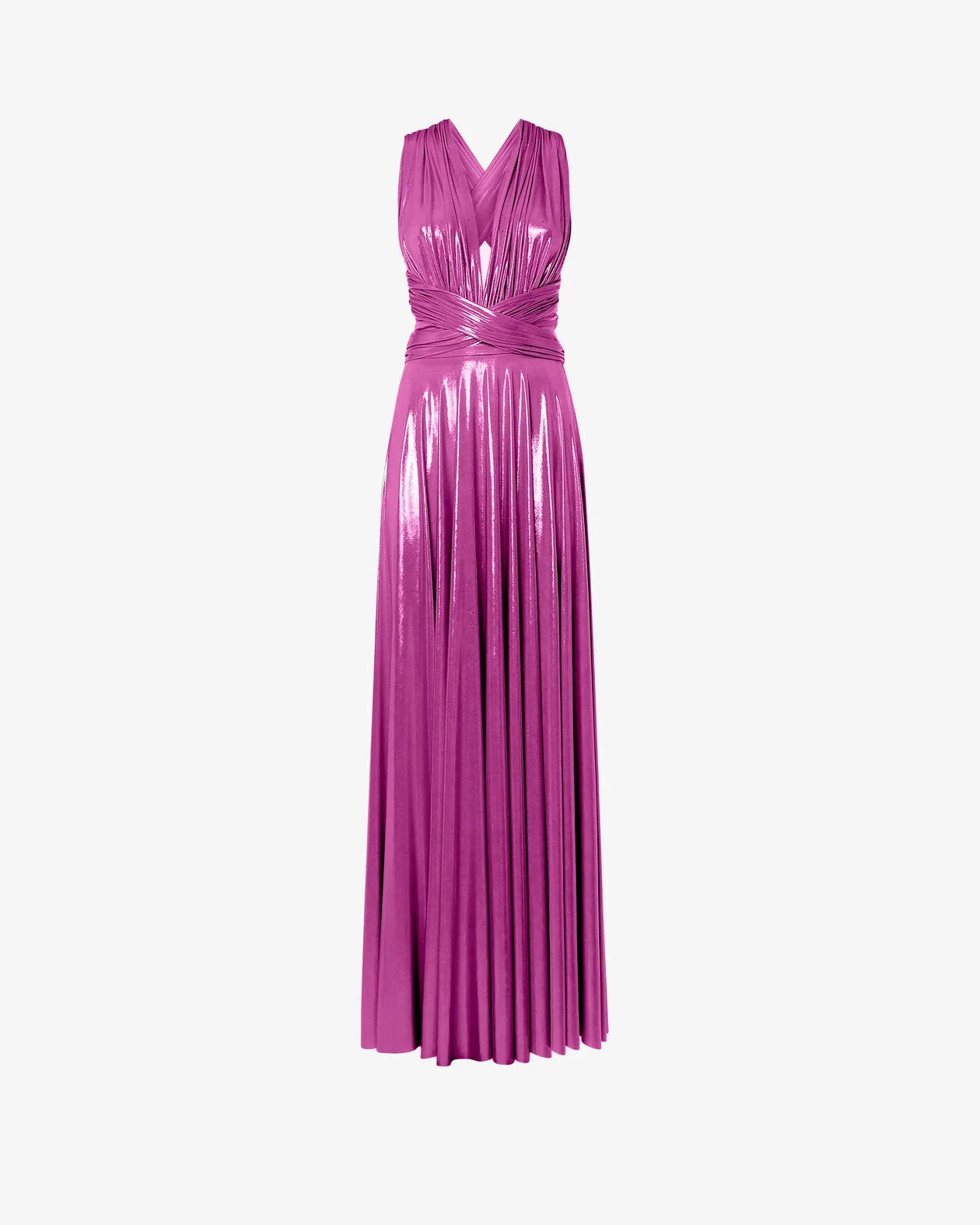 metallic fuchsia dress Fuchsia Prom Dress Metallic Pleated Formal Dress With Slit