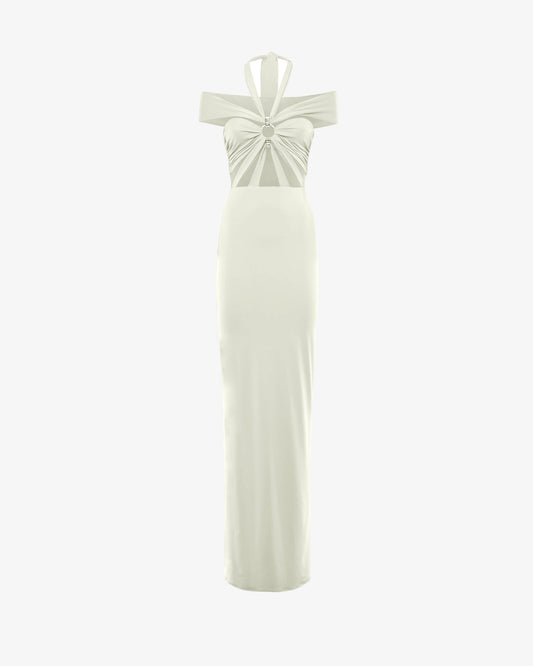 White Cutout Mermaid Maxi Dress