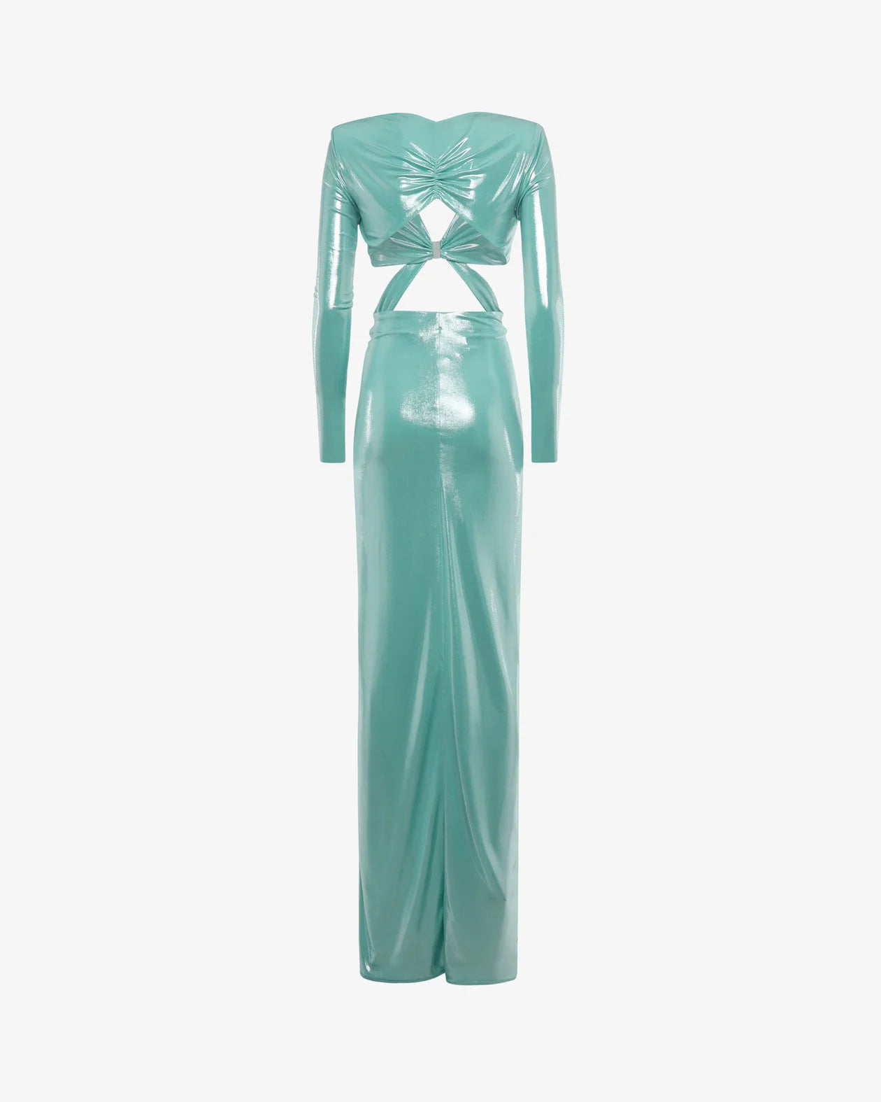 Metallic Aqua Cut-out Mermaid Dress