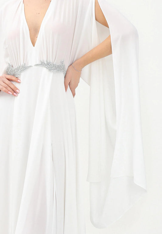 elegant white evening gown