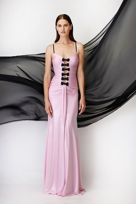 Premium Bow Plunge Cutout Gown