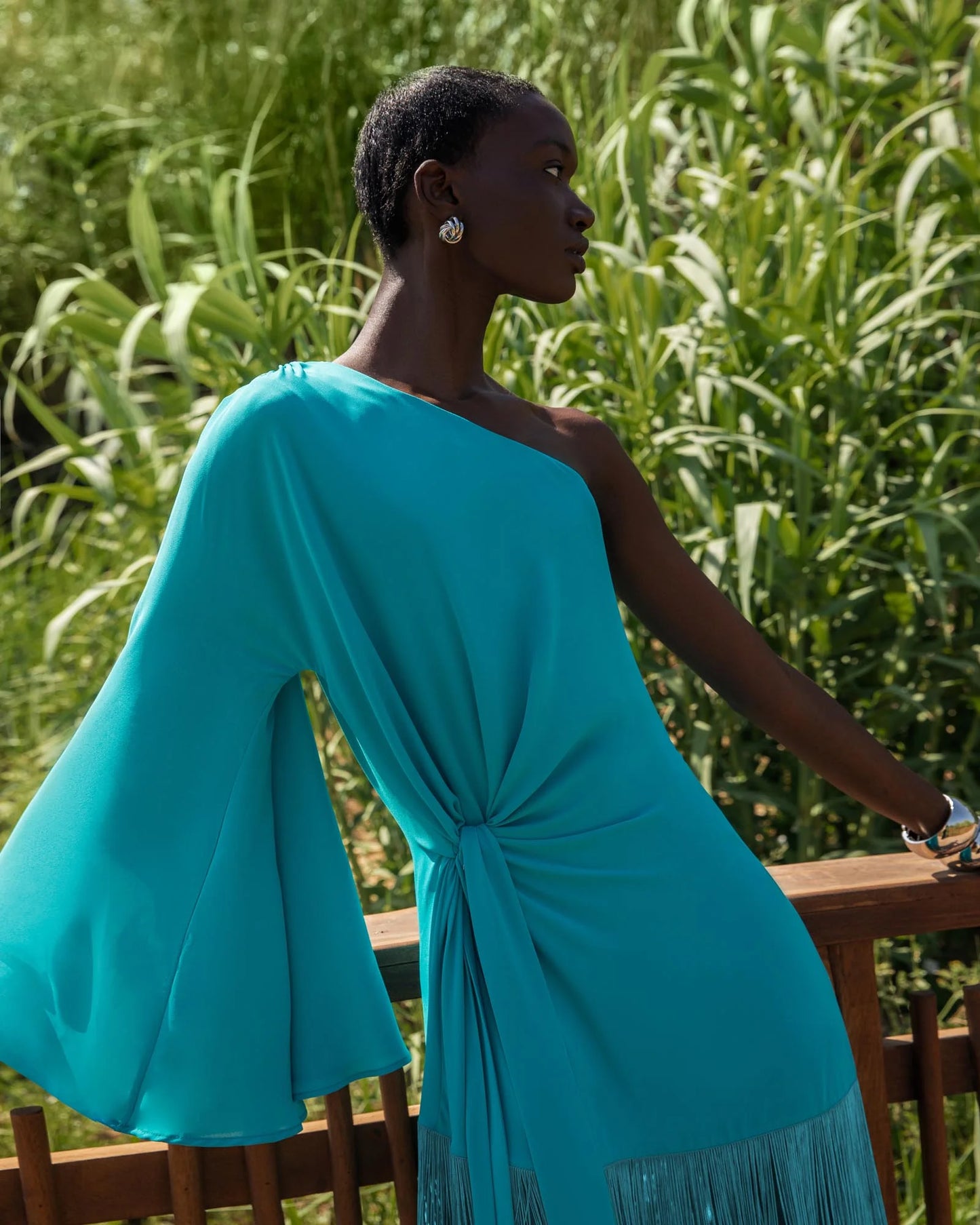 One Shoulder Fringe Mini Dress