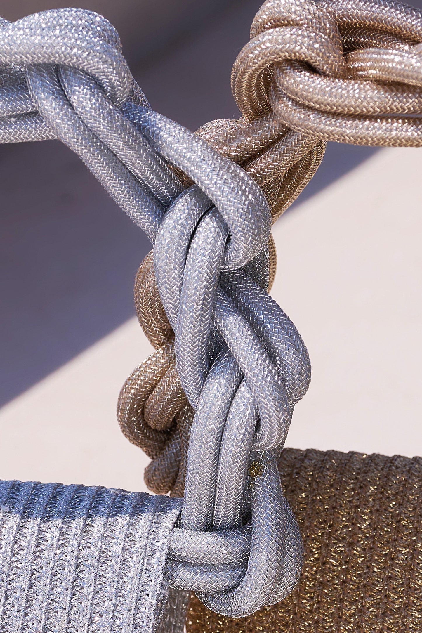 Woven Silver Mini Bag with Braided Handle