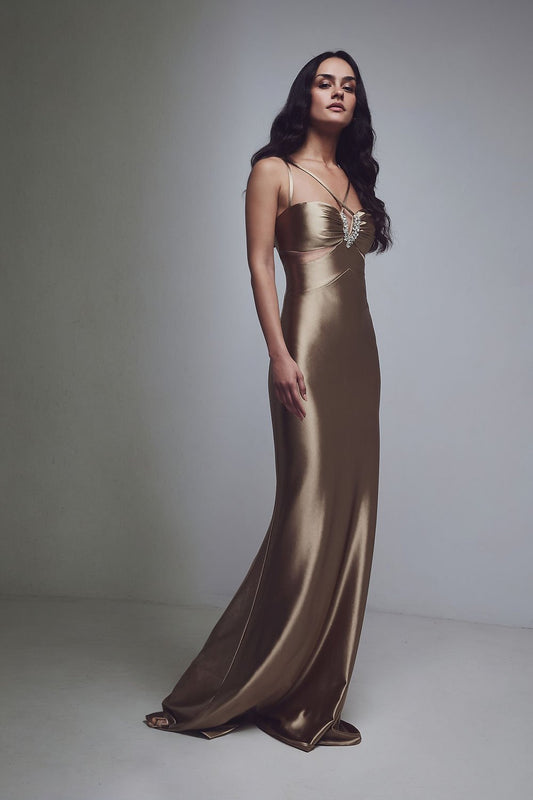 Premium Satin Cutout Gown