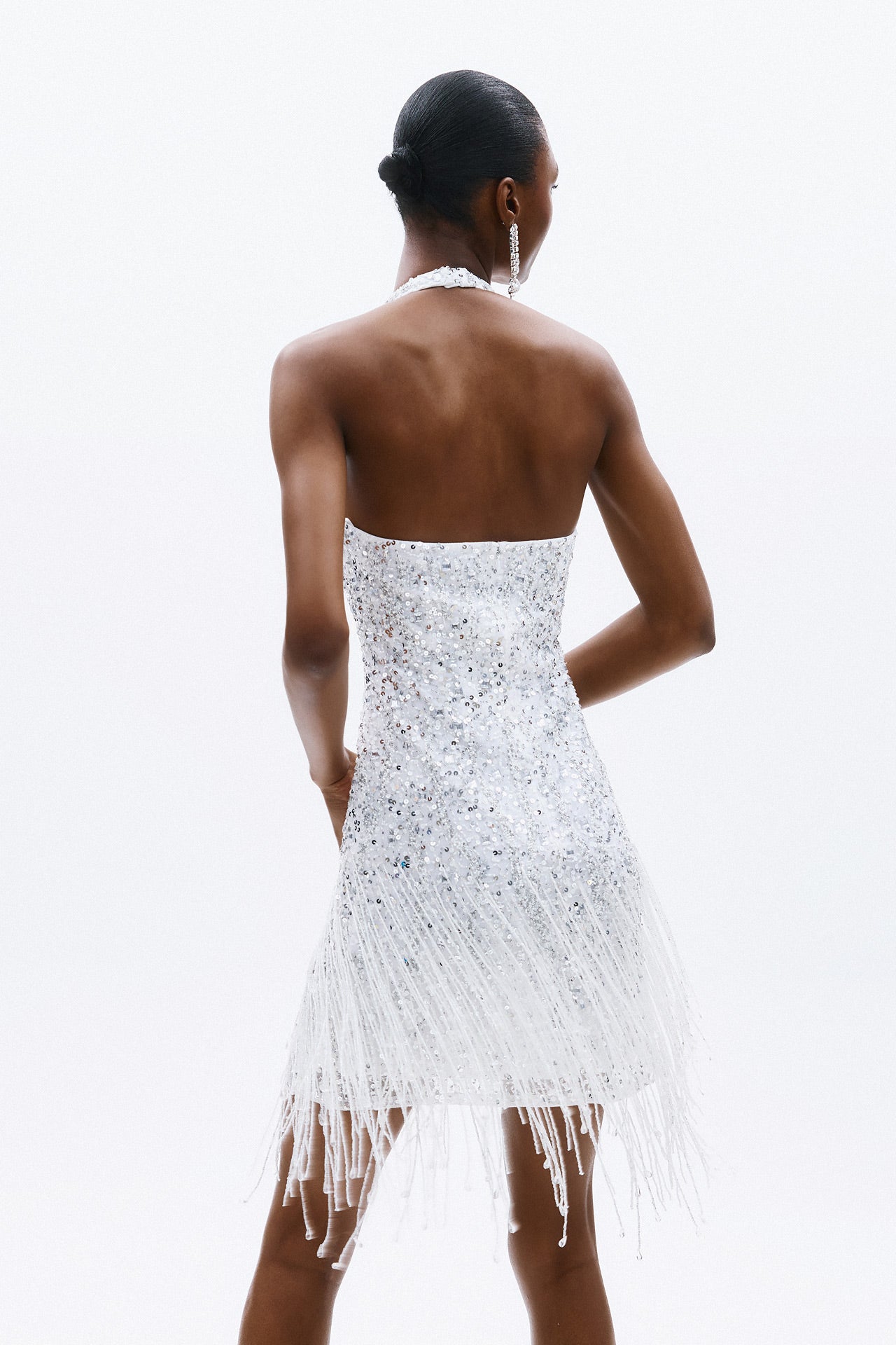 Backless halter sequin mini dress
