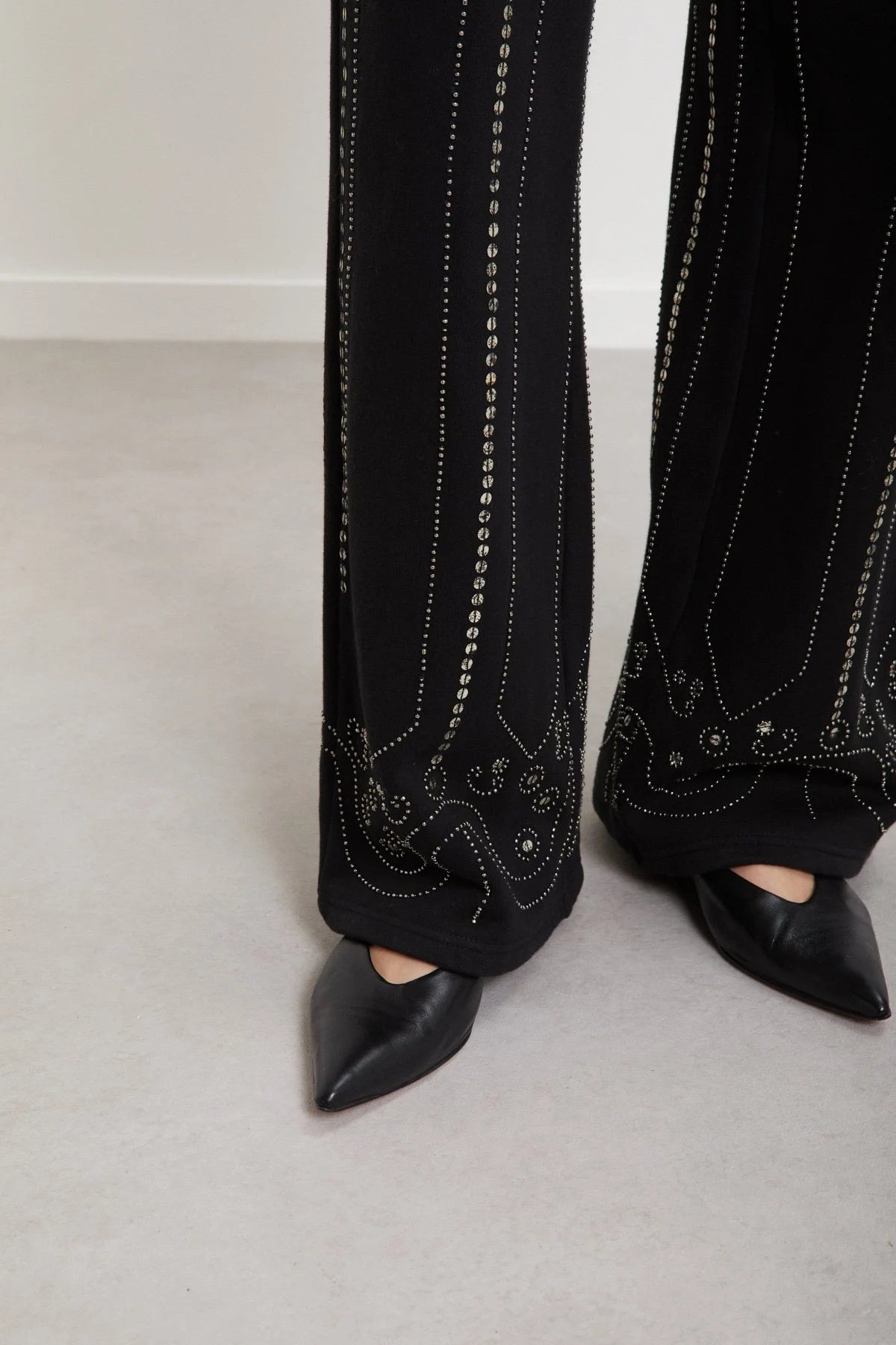 Straight Sweatpants with Sequin Embroidery