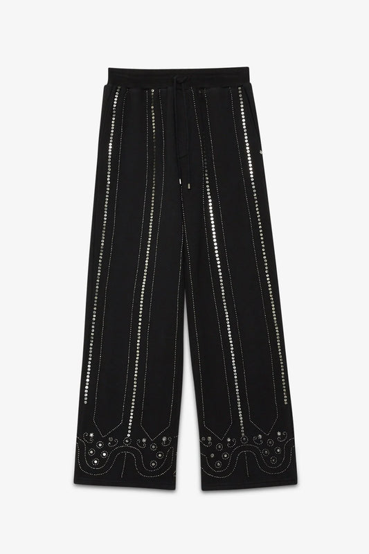 Straight Sweatpants with Sequin Embroidery
