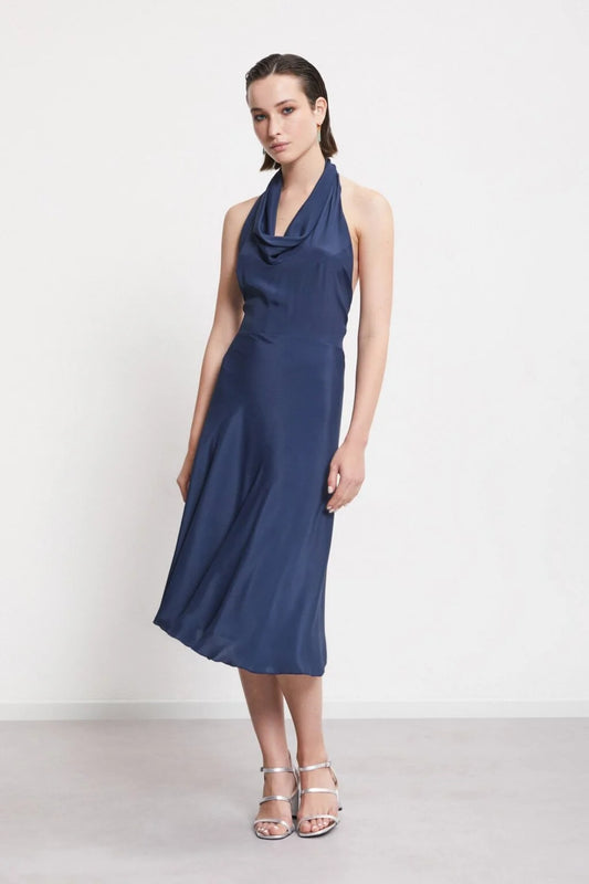 silk halter evening dress