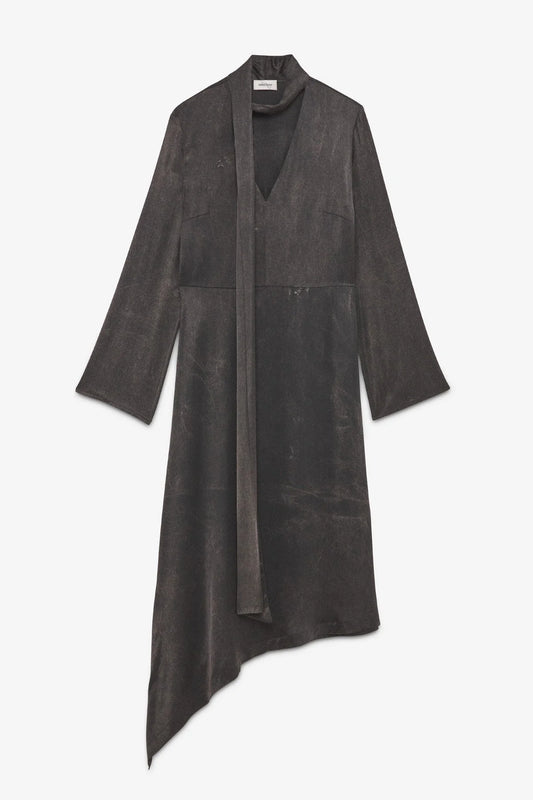 Viscose Asymmetrical Dress with Sash