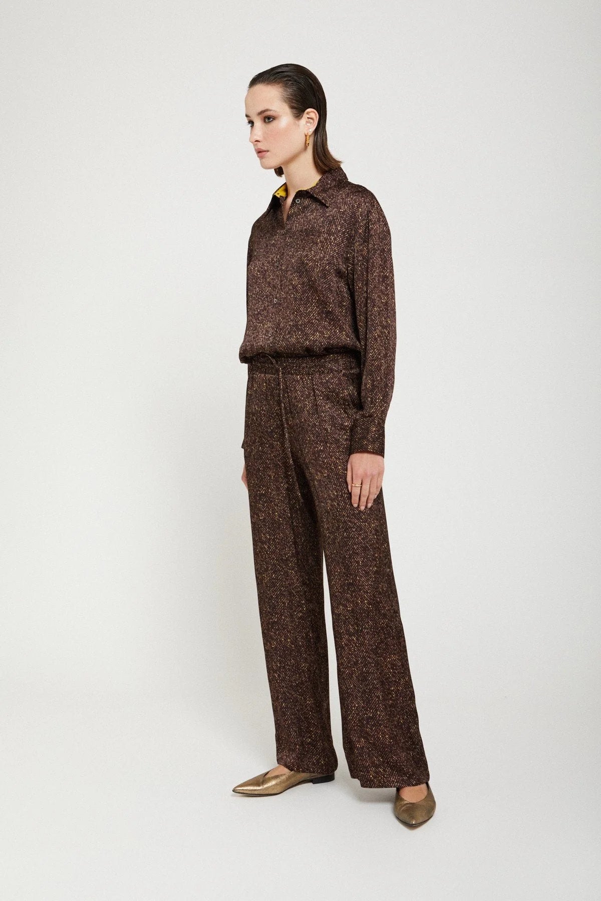 Printed Pure Viscose Palazzo Trousers with Pockets