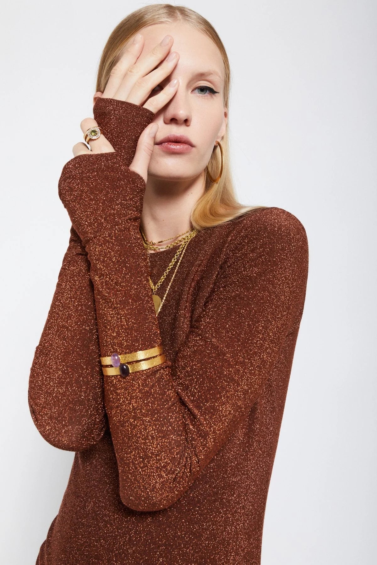 Viscose Long Dress with Lurex