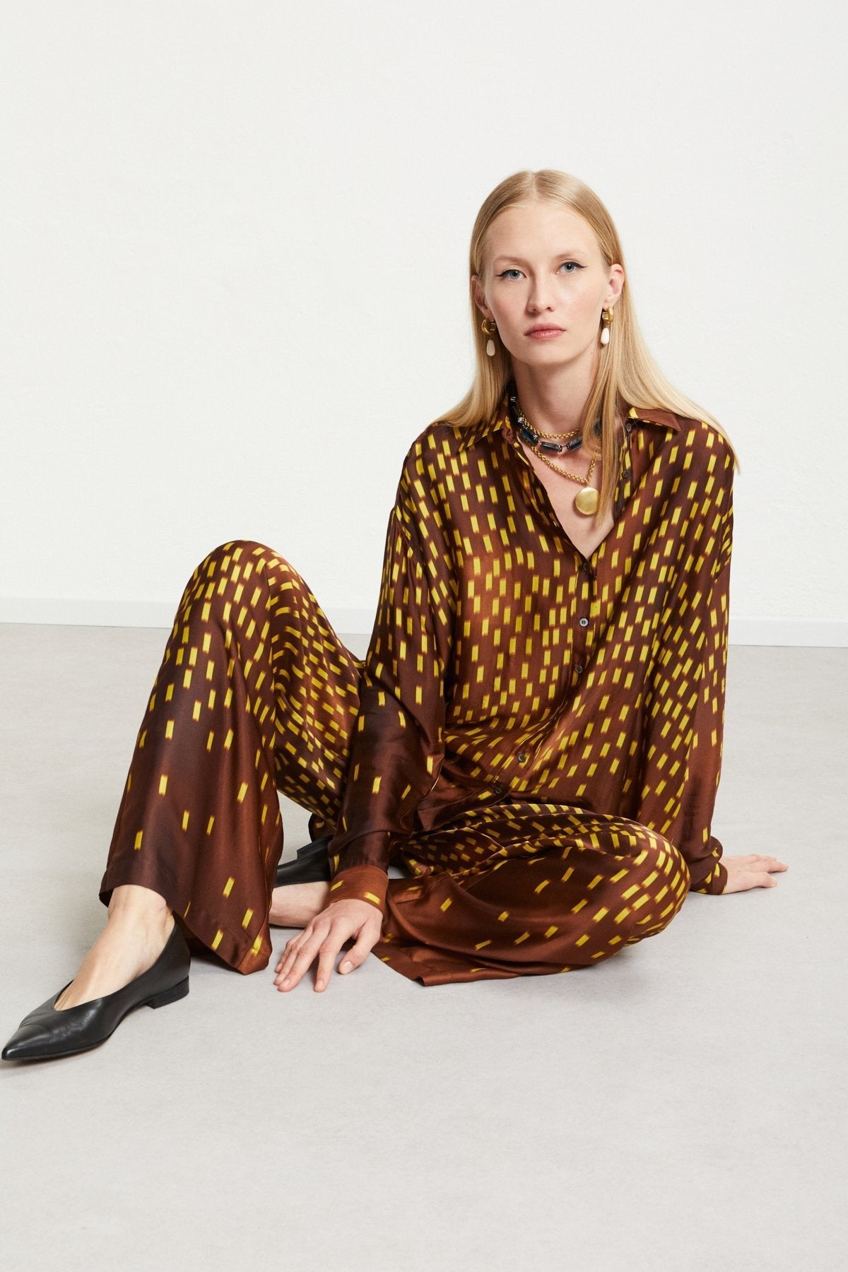 Printed Pure Viscose Palazzo Trousers