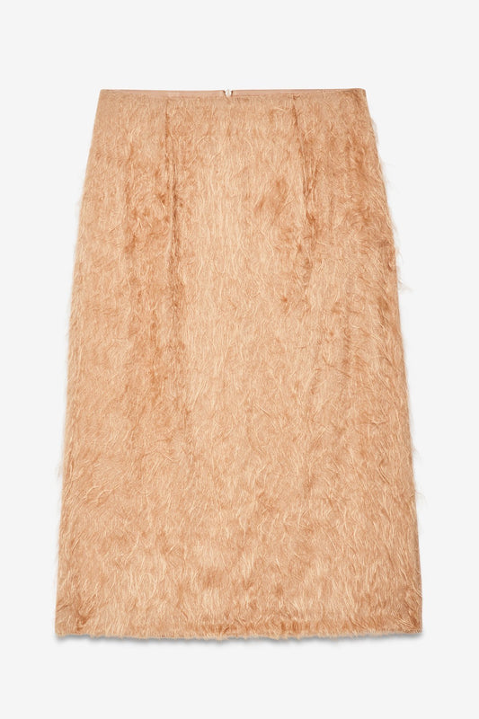 Fluffy Longuette Skirt with Texture
