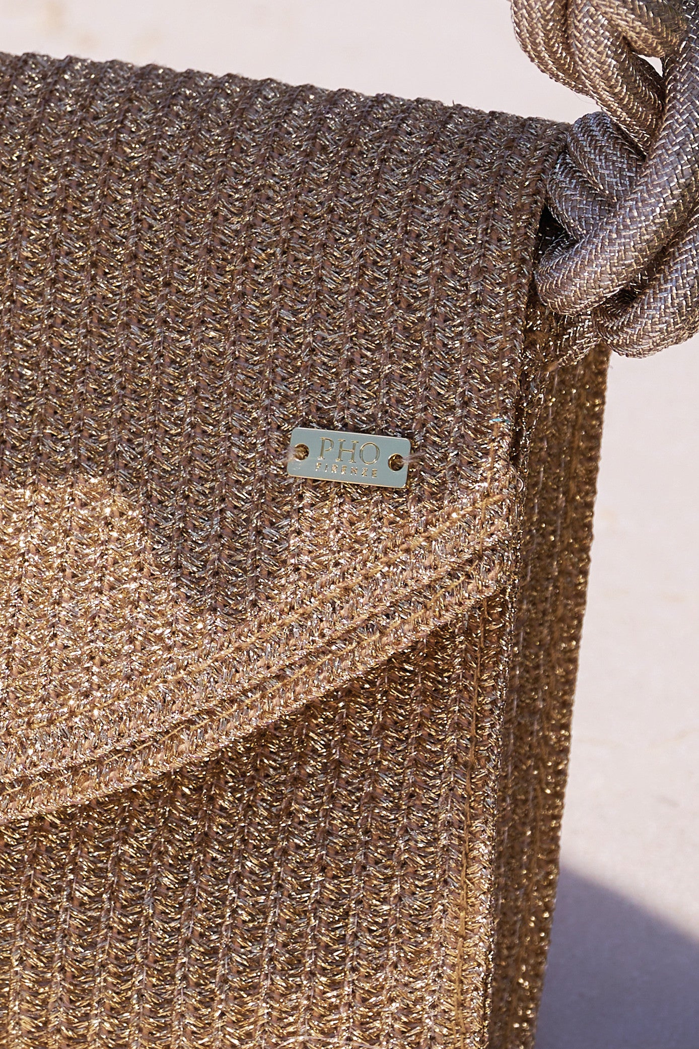 Woven Gold Mini Bag with Braided Handle