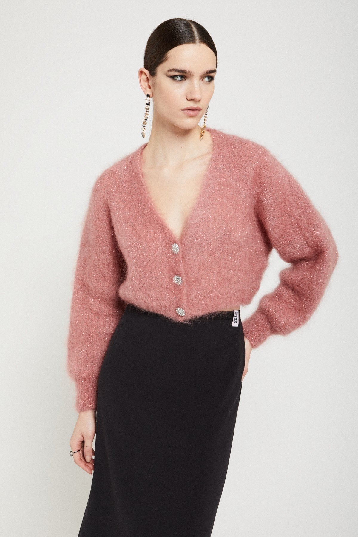 Crop Mohair Fluffy Cardigan